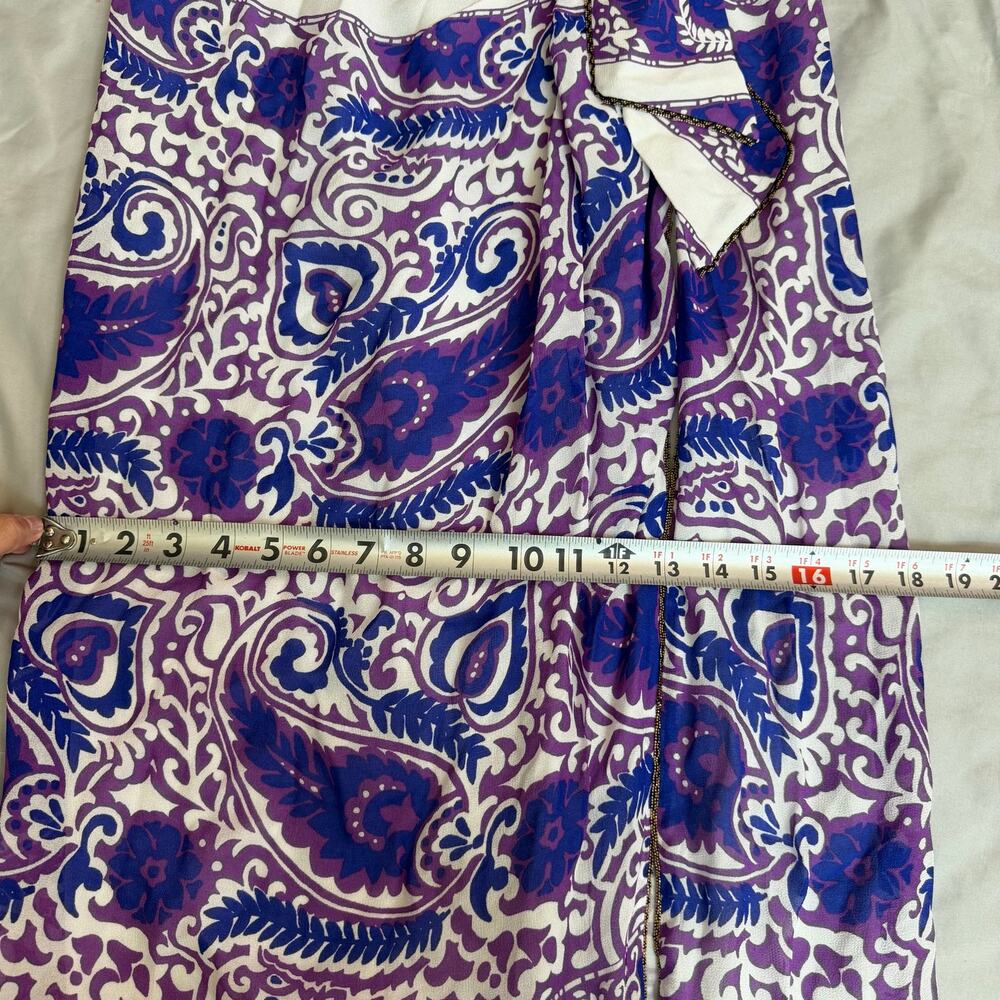 Zara Purple Blue Paisley Wrap Sarong Swimsuit Cover Up Skirt S - Picture 12 of 14